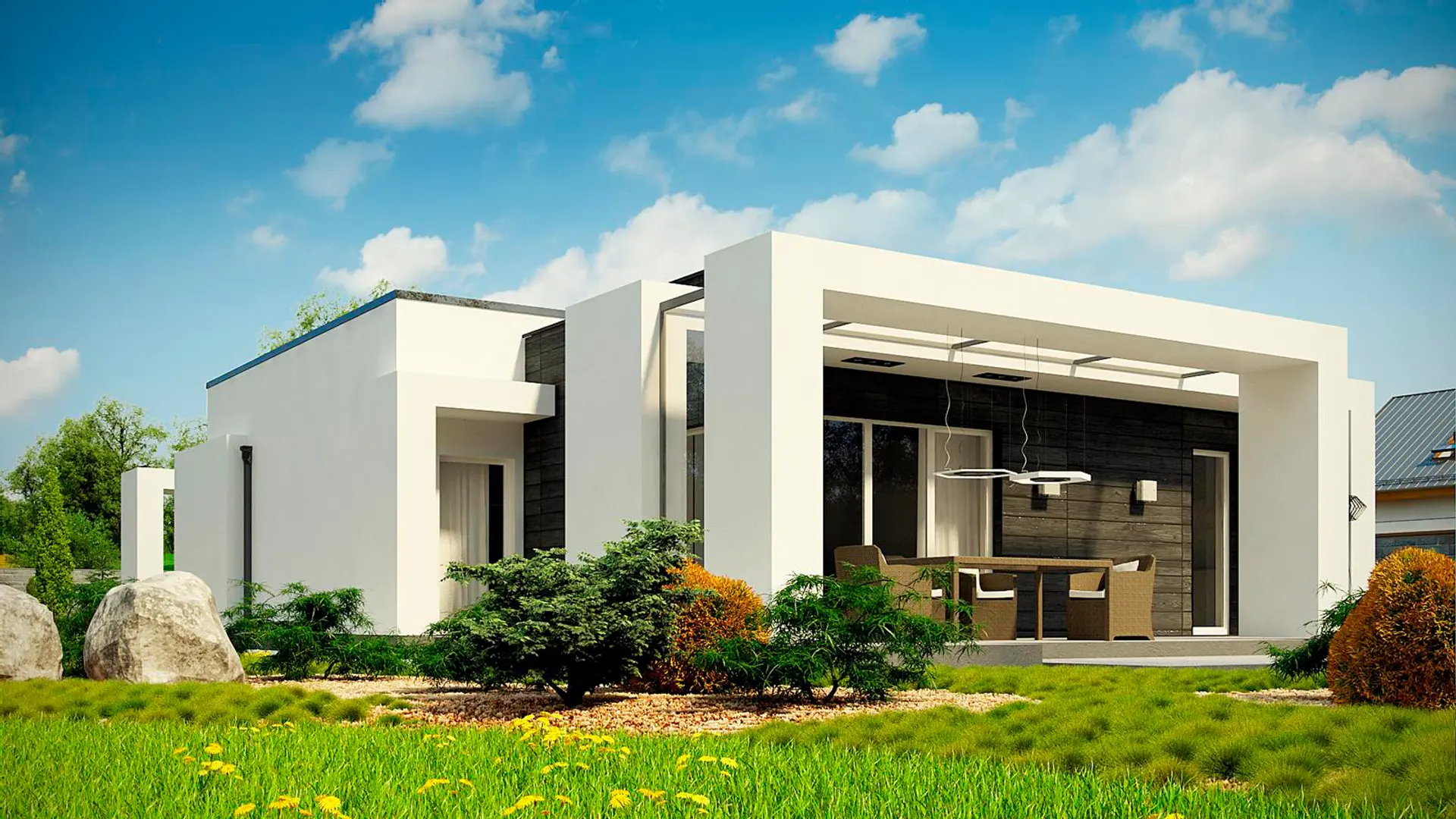 Single-Story Home with a Flat Roof